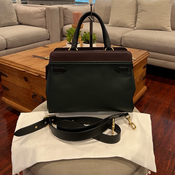 COACH $595 Tate Carryall 29 in Colorblock Amazon Green Leather Satchel Bag - Picture 4 of 17